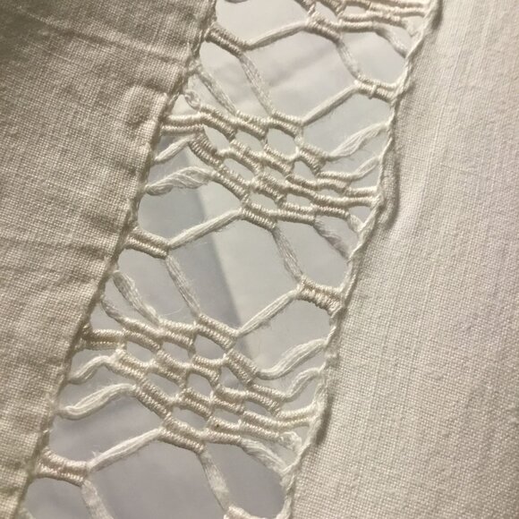 VTG Ivory Muslin Full Sheet 81x108 Hemstitched Pillowcases Cottagecore Farmhouse - Picture 3 of 10